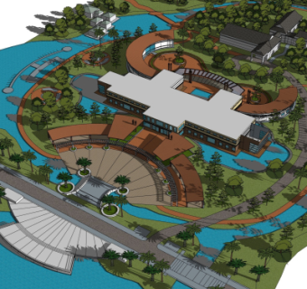 现代度假酒店su模型