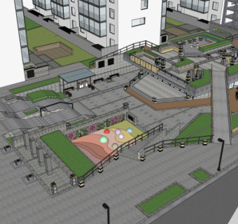 新中式公园景观su模型