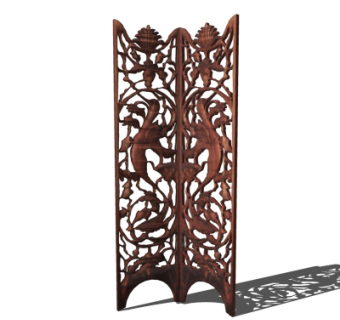 中式屏风隔断组合su模型