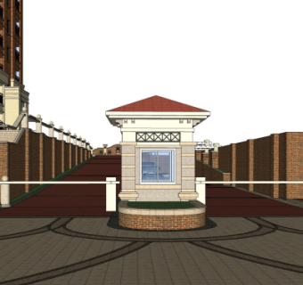 欧式小区门头su模型