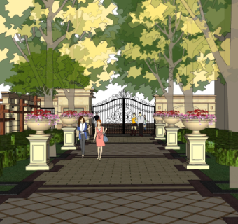 欧式小区门头su模型