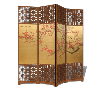 中式屏风隔断组合su模型