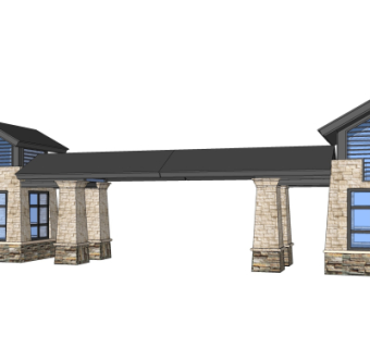 简欧小区门头su模型