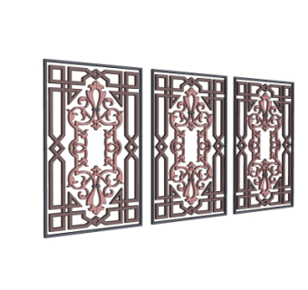 中式隔断su模型