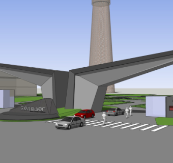 现代建筑门头su模型