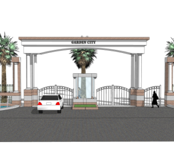 欧式小区门头su模型