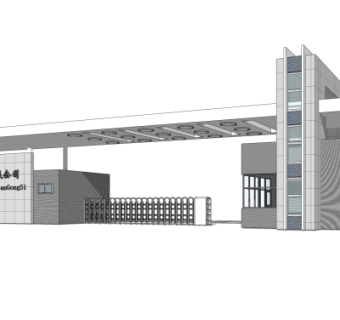 现代建筑门头su模型
