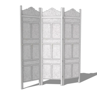 中式屏风隔断组合su模型