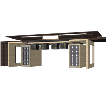 新中式小区门头su模型