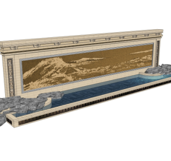 中式景观墙园艺小品su模型