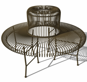 现代户外公用椅su模型