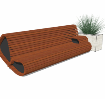 现代户外公用椅su模型