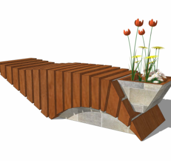 现代户外公用椅su模型