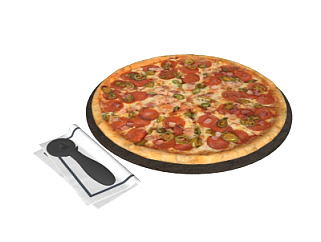 现代披萨食物su模型
