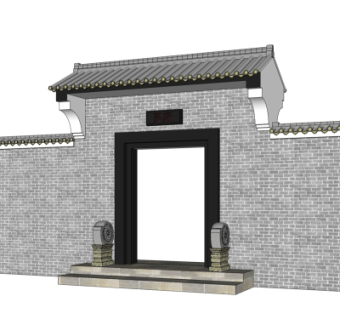 中式住宅门头su模型