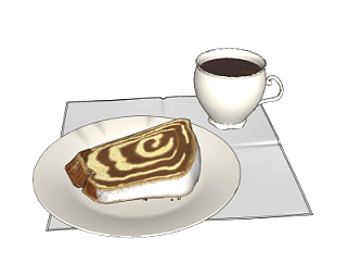 现代蛋糕咖啡食物su模型