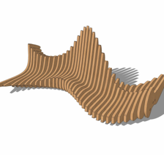 现代户外公用椅su模型