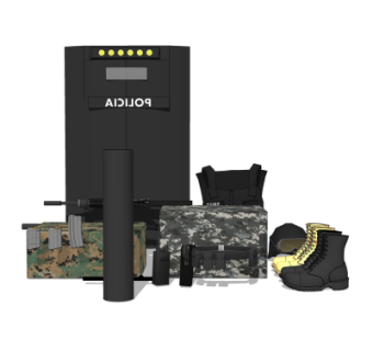 现代防爆盾牌军靴su模型