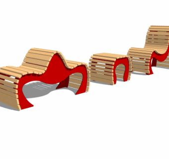 现代户外公用椅su模型