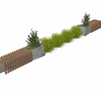 现代户外公用椅su模型