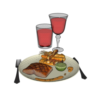 现代牛排饮料su模型
