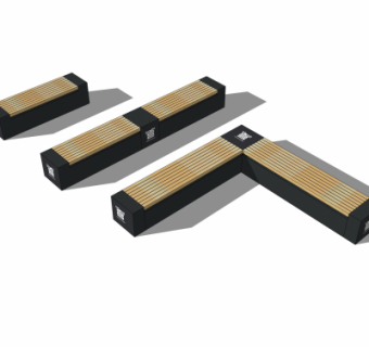 现代户外公用椅su模型