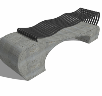 现代户外公用椅su模型