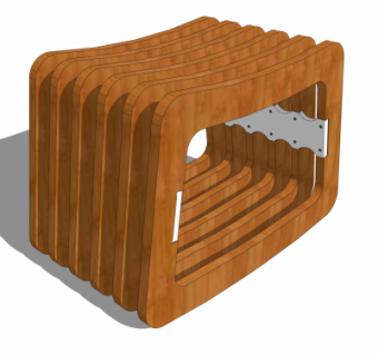 现代户外公用椅su模型