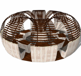 自然风户外公用椅su模型