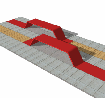 现代户外公用椅su模型