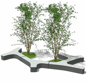 现代户外公用椅su模型