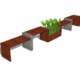 现代户外公用椅su模型