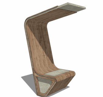 现代户外公用椅su模型