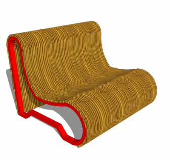 现代户外公用椅su模型