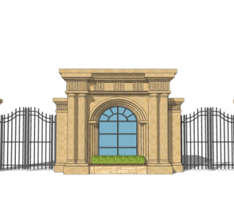 欧式古典小区门头su模型