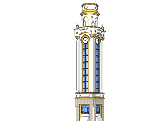 欧式古典塔楼su模型