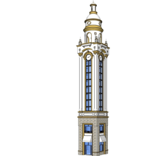 欧式古典塔楼免费su模型