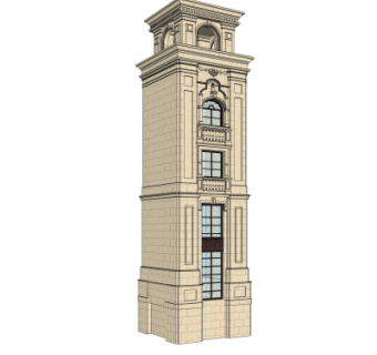 新古典塔楼免费su模型