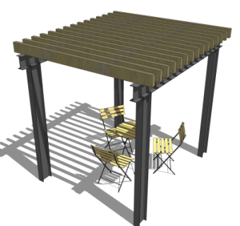 中式实木廊架su模型