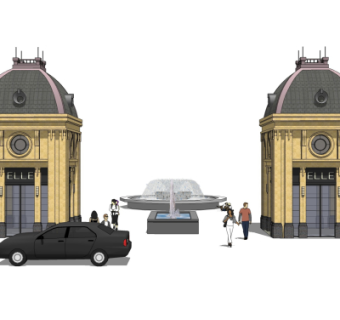 欧式小区门头su模型