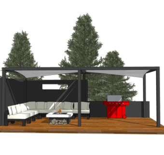 中式实木廊架su模型