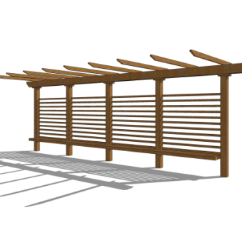 中式实木廊架su模型