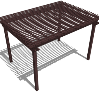 中式实木廊架su模型