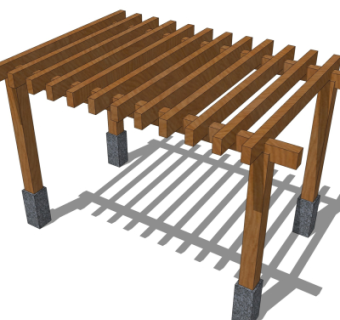 中式实木廊架su模型