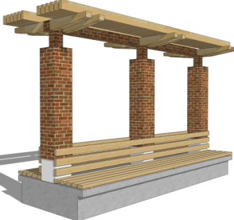 自然风廊架su模型