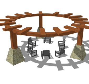 自然风廊架su模型