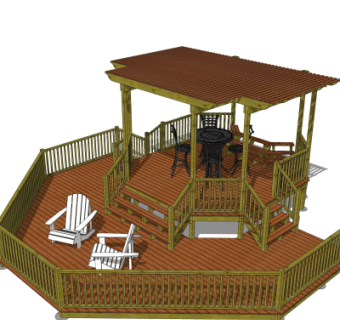 自然风凉亭廊架su模型