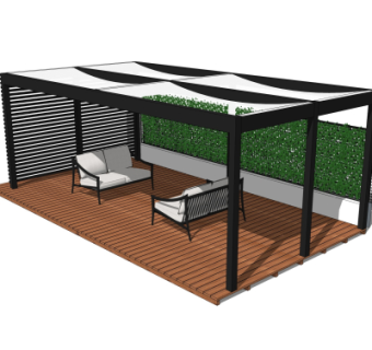 中式实木廊架su模型