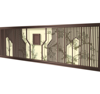 中式景观墙园艺小品su模型