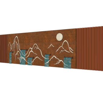 中式景观墙园艺小品su模型